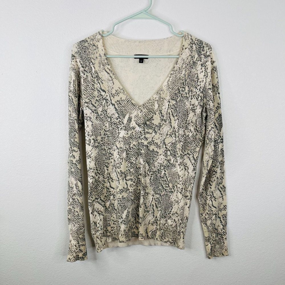 Express Womens Thin Sweater Size M Long Sleeeve V Neck Snake Print